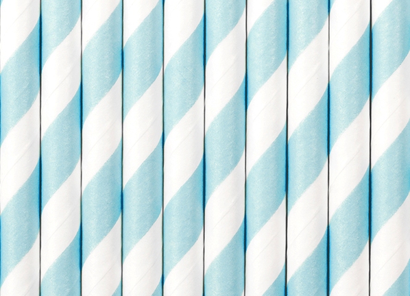 Słomki rurki papierowe niebieskie na roczek urodziny baby shower